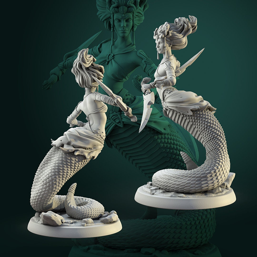 Naga, Females | TABLETOP SCALE | TTRPG Miniature | White Werewolf Tavern