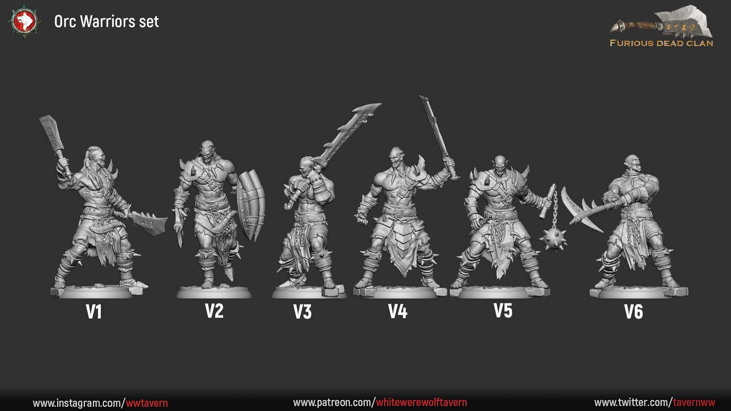Orc Warriors | TTRPG Miniature | White Werewolf Tavern | Unpainted, Unplated Resin 8k