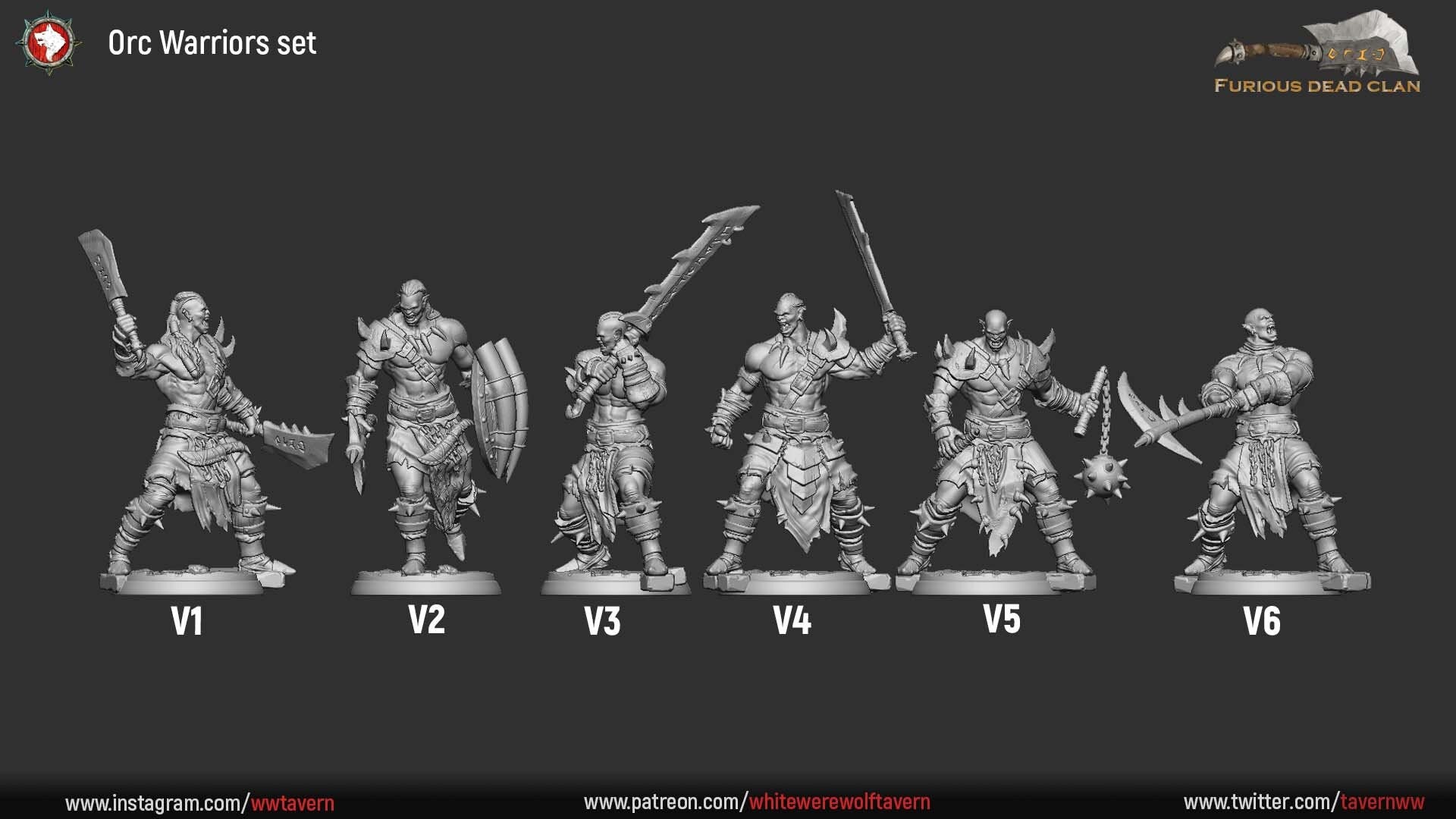 Orc Warriors | TTRPG Miniature | White Werewolf Tavern | Unpainted, Unplated Resin 8k