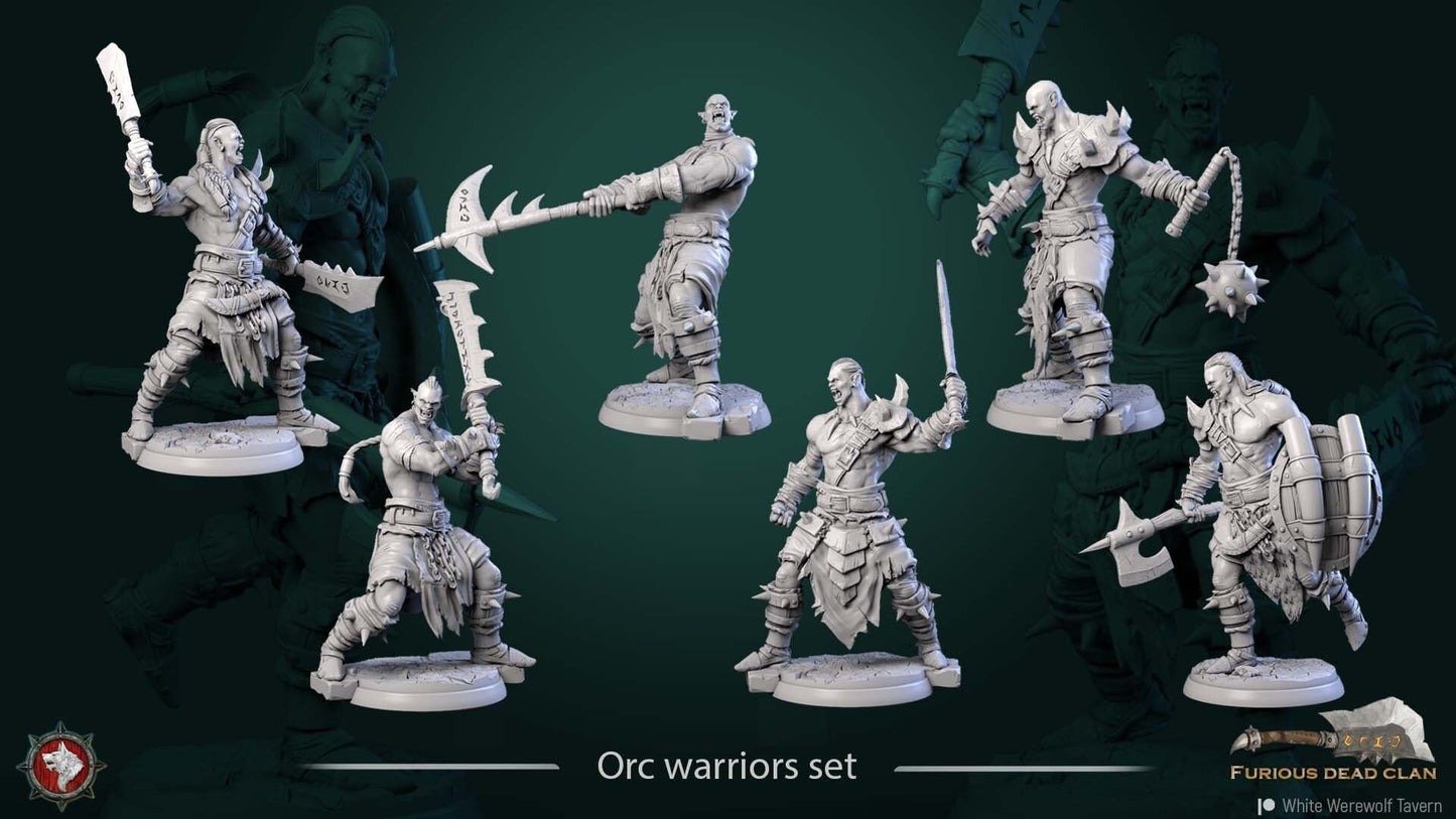 Orc Warriors | TTRPG Miniature | White Werewolf Tavern | Unpainted, Unplated Resin 8k