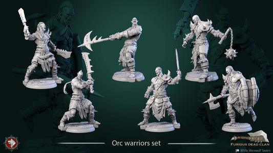 Orc Warriors | TTRPG Miniature | White Werewolf Tavern | Unpainted, Unplated Resin 8k