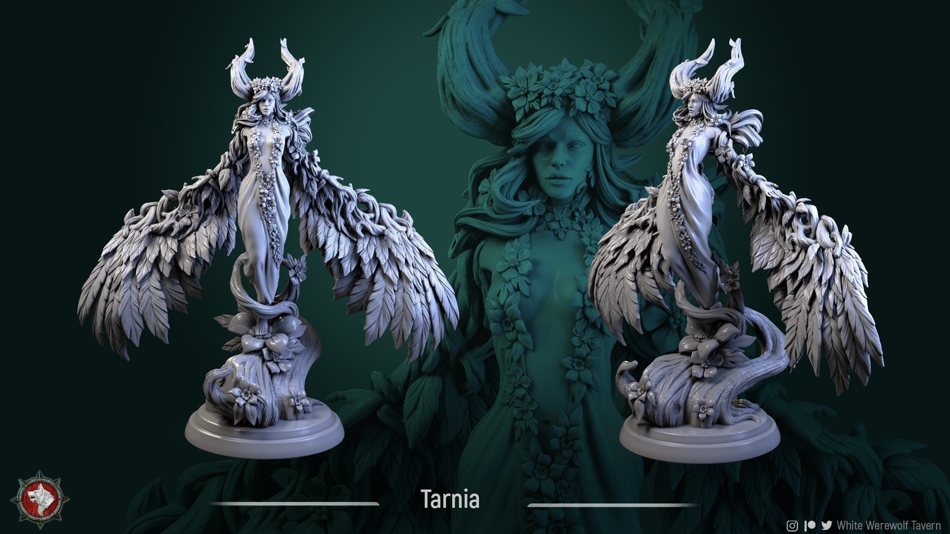 Tarnia, Elf Fey Queen | TABLETOP SCALE | D&D TTRPG Miniature | White Werewolf Tavern | Unpainted, Unplated Resin 8k