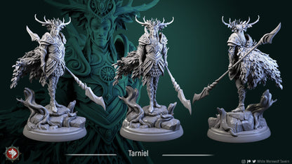 Tarniel, Wood Elf Nature Fae King | TABLETOP SCALE | TTRPG D&D Miniature | White Werewolf Tavern | Unpainted, Unplated Resin 8k