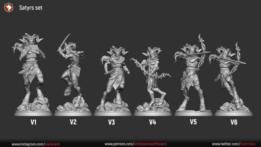 Satyrs | TABLETOP SCALE | TTRPG Miniature | White Werewolf Tavern | Unpainted, Unplated Resin 8k