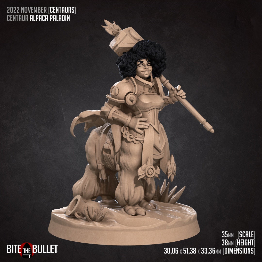 Centaur Alpaca Paladin | TABLETOP SCALE | D&D TTRPG Miniature | Bite the Bullet | Unpainted, Unplated Resin 8k