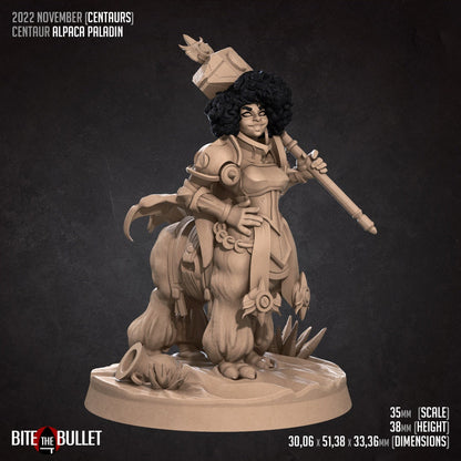 Centaur Alpaca Paladin | TABLETOP SCALE | D&D TTRPG Miniature | Bite the Bullet | Unpainted, Unplated Resin 8k