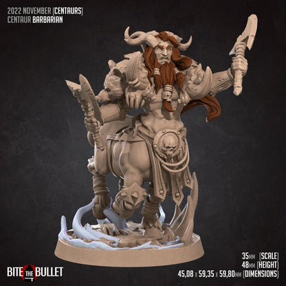 Centaur Barbarian | TABLETOP SCALE | D&D TTRPG Miniature | Bite the Bullet | Unpainted, Unplated Resin 8k