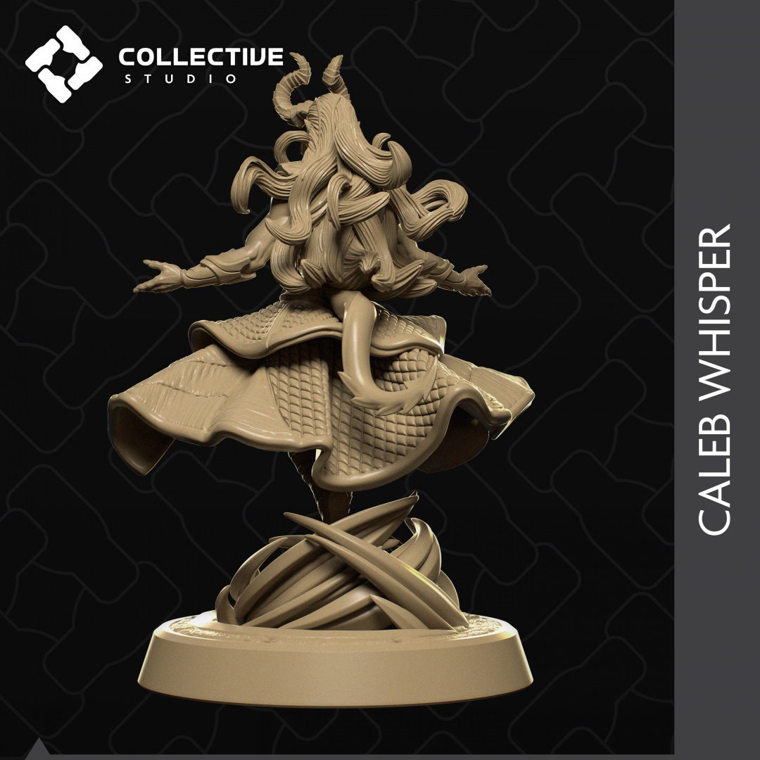 Calleb Whisper, Tiefling Sorcerer Wizard Warlock Mage | Tabletop Gaming Mini or Display Figure | Collective Studio