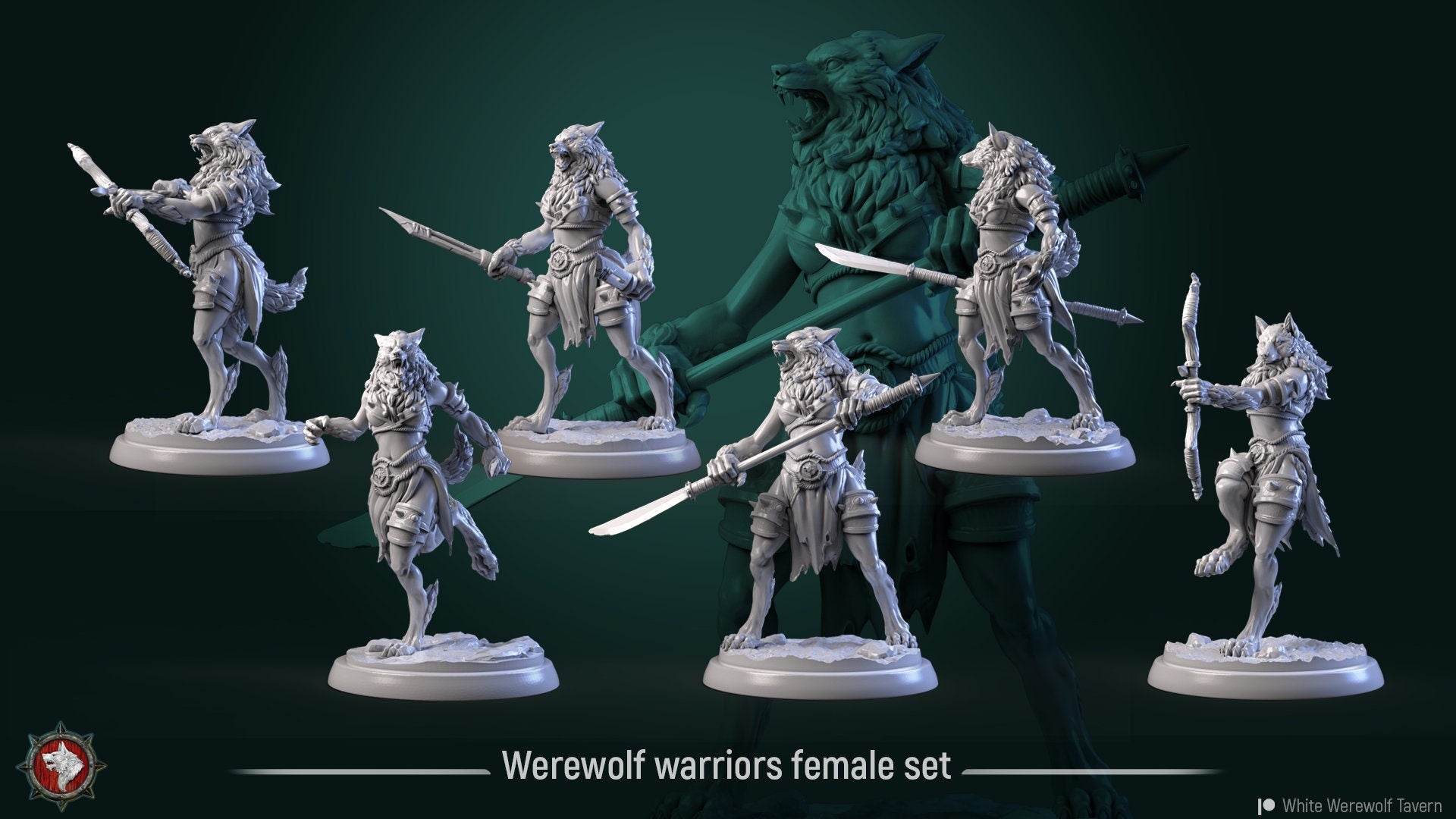 Werewolves, Female | TABLETOP SCALE | TTRPG Miniature | White Werewolf Tavern | Unpainted, Unplated Resin 8k