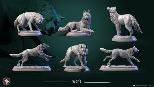 Wolves | TABLETOP SCALE | D&D TTRPG Miniature | White Werewolf Tavern
