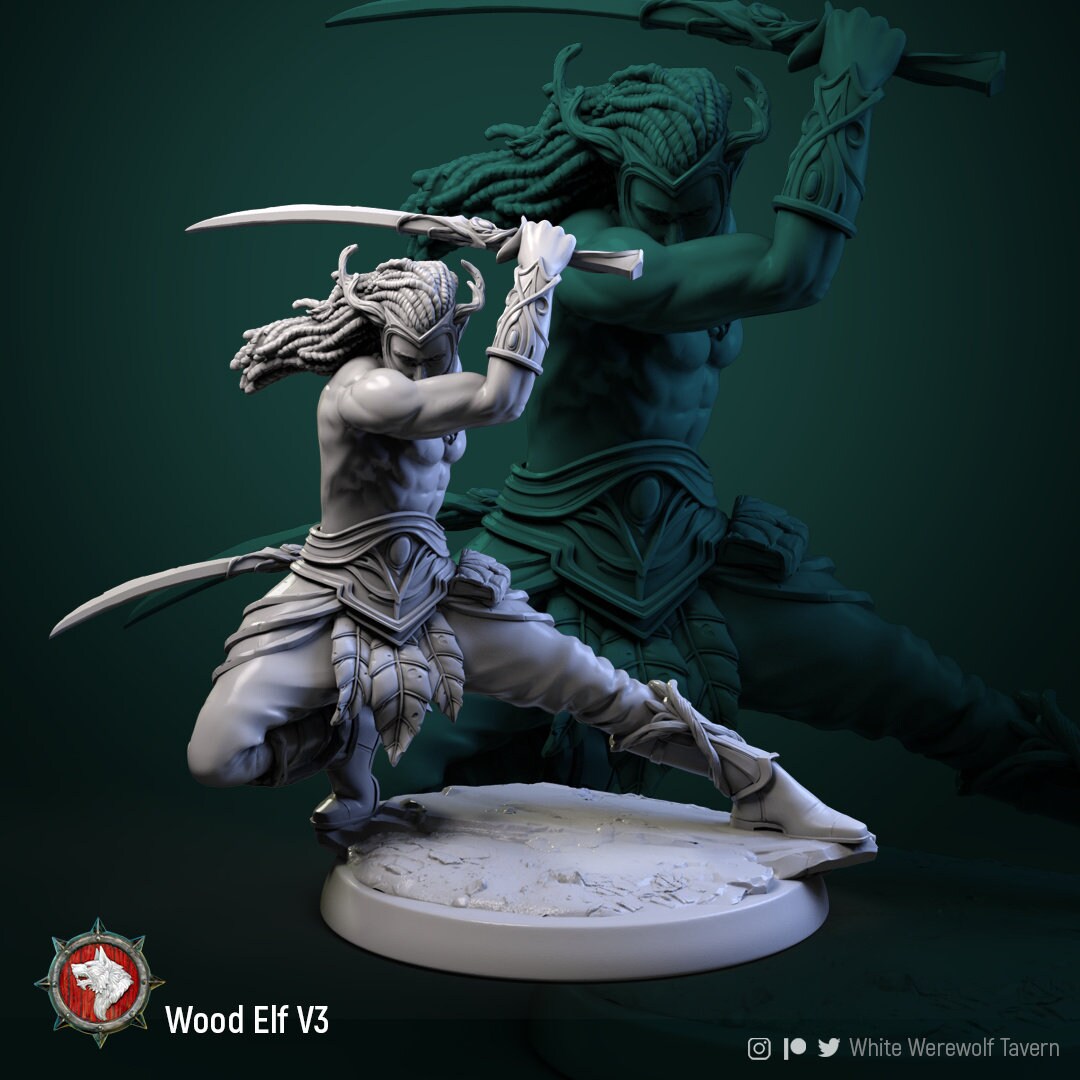 Wood Elves | TABLETOP SCALE | TTRPG Miniature | White Werewolf Tavern | Unpainted, Unplated Resin 8k