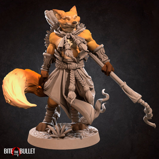 Foxfolk Monk | TABLETOP SCALE | D&D TTRPG Miniature | Bite the Bullet | Unpainted, Unplated Resin 8k