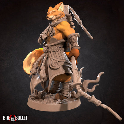Foxfolk Monk | TABLETOP SCALE | D&D TTRPG Miniature | Bite the Bullet | Unpainted, Unplated Resin 8k