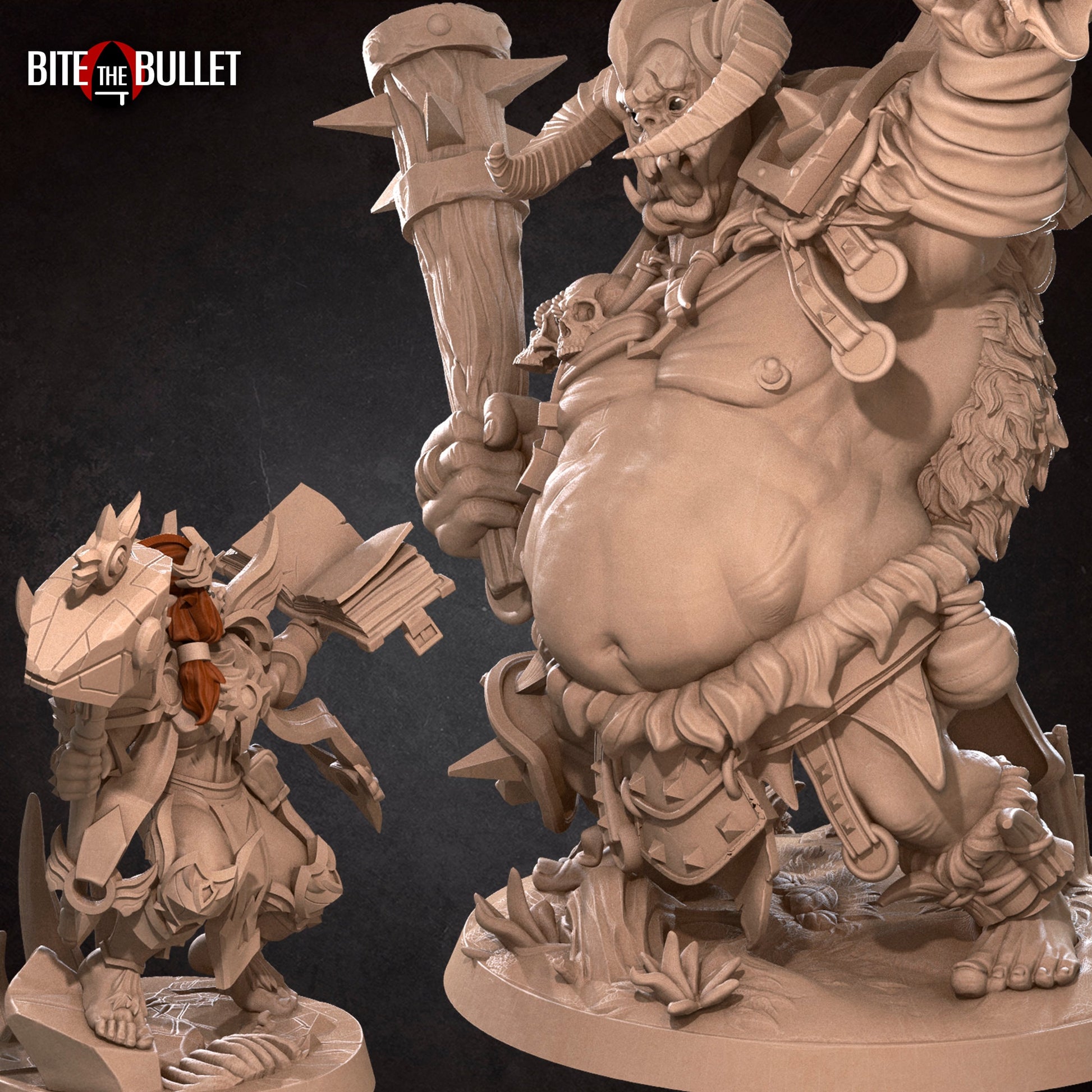Paladin and Ogre Chieftain | Tabletop Scale | D&D TTRPG Miniature | Bite the Bullet