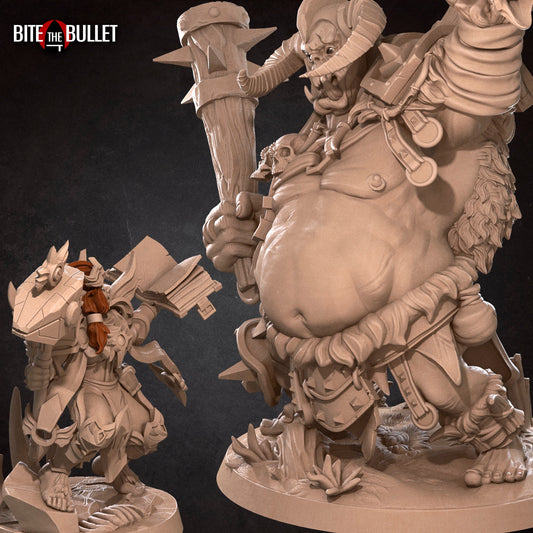 Paladin and Ogre Chieftain | Tabletop Scale | D&D TTRPG Miniature | Bite the Bullet