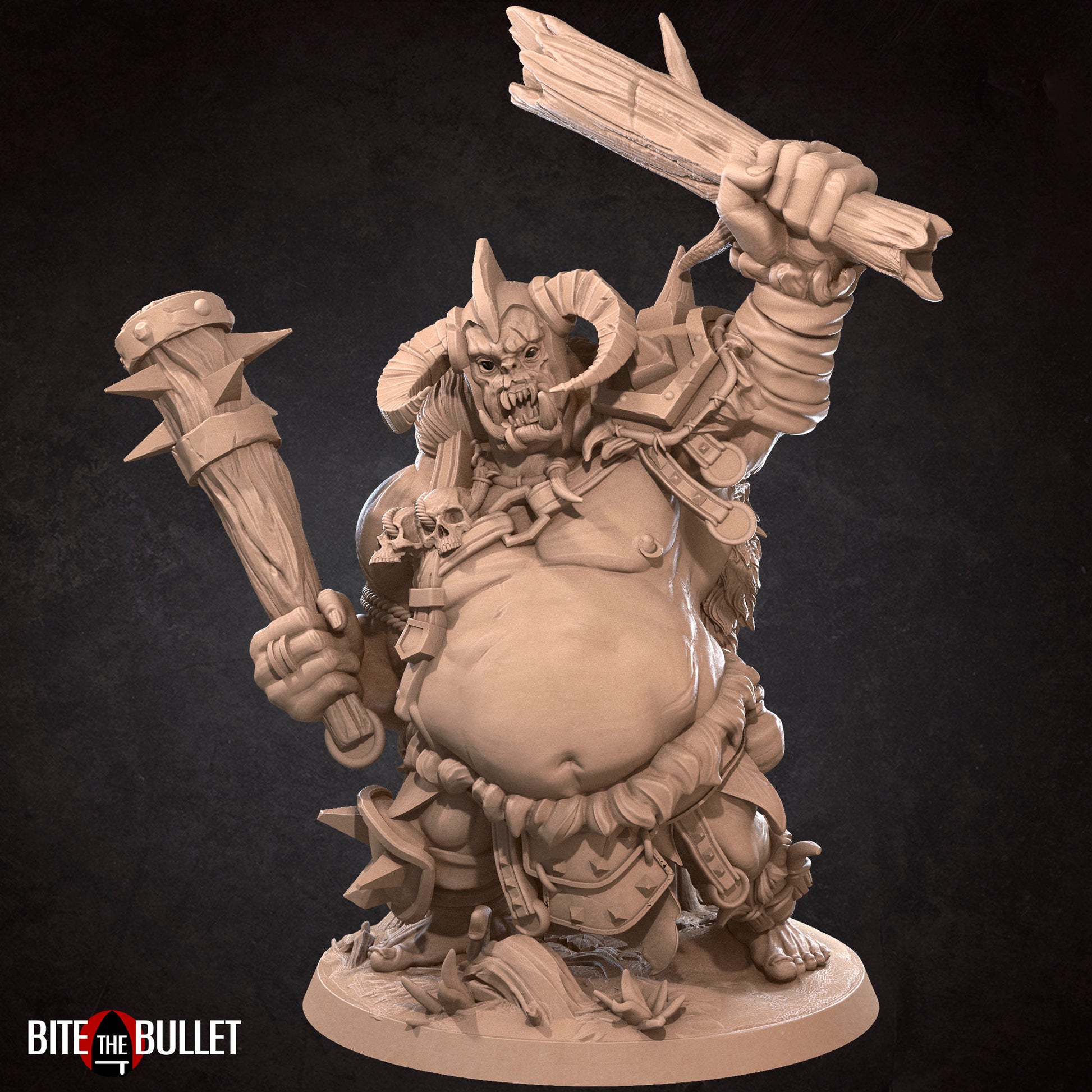 Paladin and Ogre Chieftain | Tabletop Scale | D&D TTRPG Miniature | Bite the Bullet