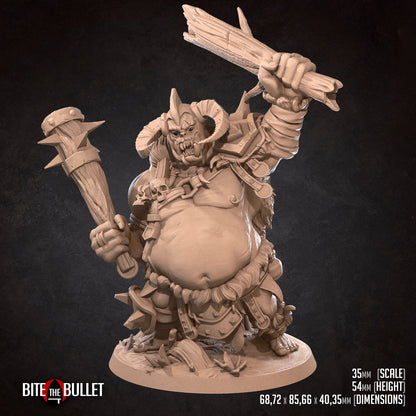 Paladin and Ogre Chieftain | Tabletop Scale | D&D TTRPG Miniature | Bite the Bullet