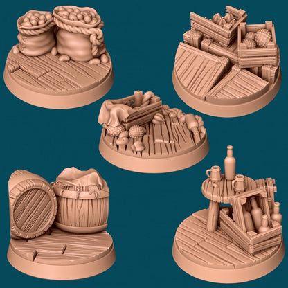 Market Bases | TTRPG Miniature Sculpted Base | Awkward Penguin's Minis