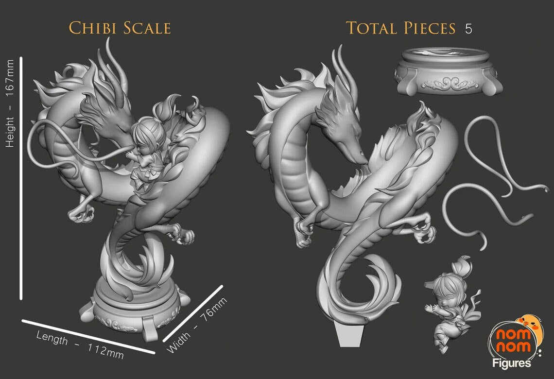 Girl and River Spirit | Resin Garage Kit Figure Anime Fan Art | Nomnom Figures