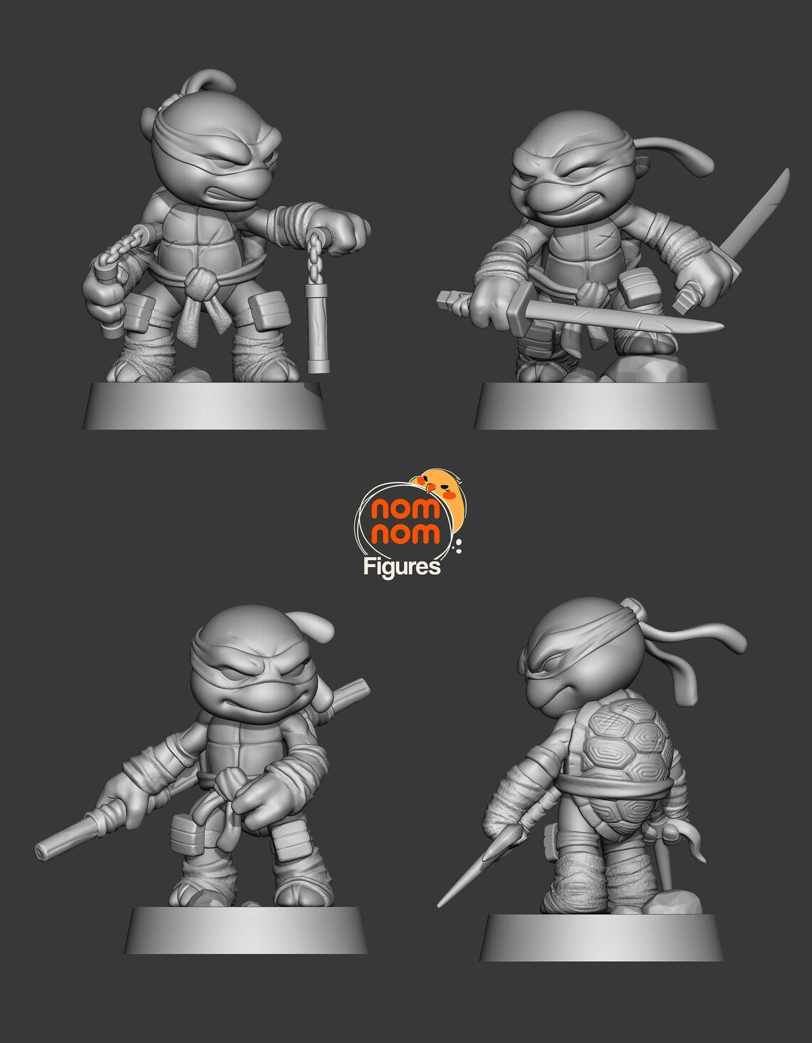 Teenage Turtle Warriors | Resin Garage Kit Figure Show Fan Art | Nomnom Figures