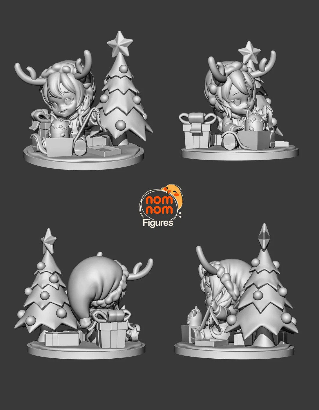 Chibi Nomi Christmas | Resin Garage Kit Figure Original Character | Nomnom Figures