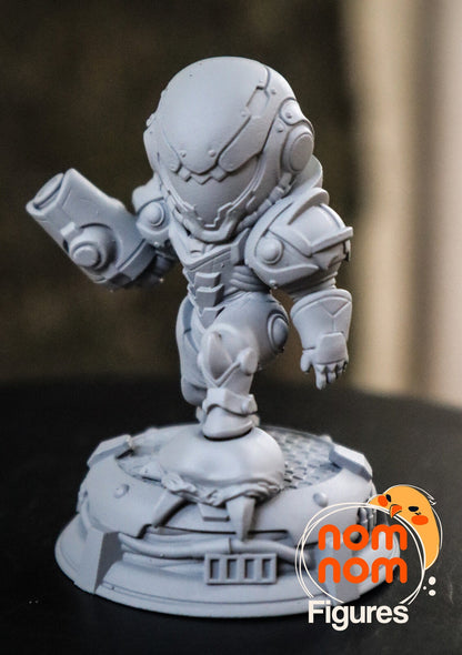 Chibi Space Bounty Hunter | Resin Garage Kit Figure Video Game Fan Art | Nomnom Figures