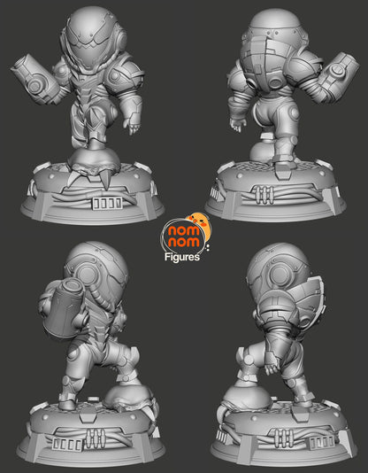 Chibi Space Bounty Hunter | Resin Garage Kit Figure Video Game Fan Art | Nomnom Figures