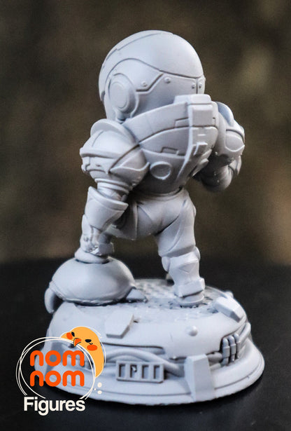 Chibi Space Bounty Hunter | Resin Garage Kit Figure Video Game Fan Art | Nomnom Figures
