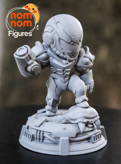 Chibi Space Bounty Hunter | Resin Garage Kit Figure Video Game Fan Art | Nomnom Figures