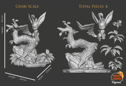 Leafy Evolution | Resin Garage Kit Anime Game Fan Art | Nomnom Figures
