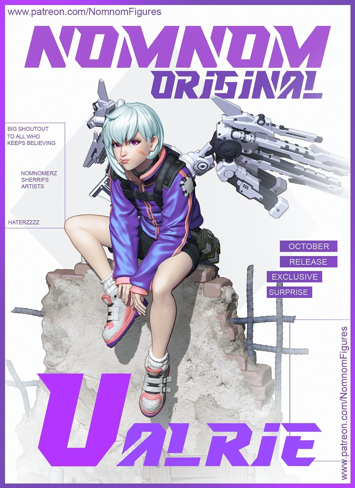 Valrie, Cyberpunk Angel | Resin Garage Kit Figure Original | Nomnom Figures