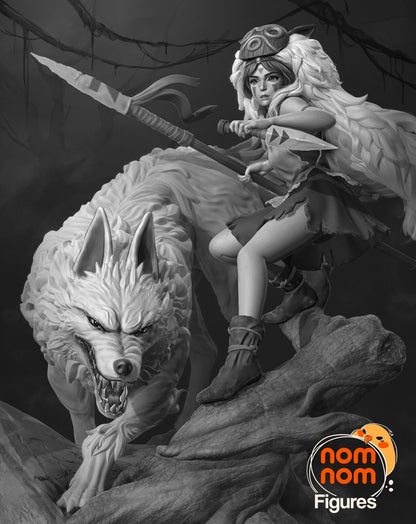 Wolf-Raised Princess | Resin Garage Kit Figure Anime Fan Art | Nomnom Figures