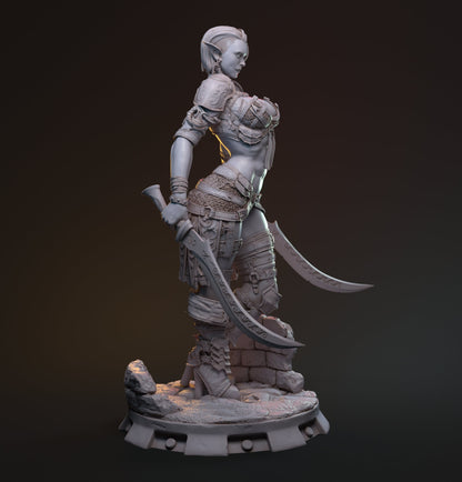 Hanza, Elf Drow Fighter | D&D TTRPG Miniature | Hardwitch Games