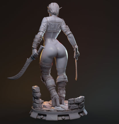 Hanza, Elf Drow Fighter | D&D TTRPG Miniature | Hardwitch Games