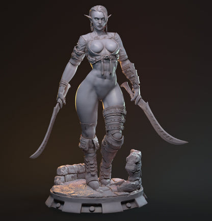 Hanza, Elf Drow Fighter | D&D TTRPG Miniature | Hardwitch Games