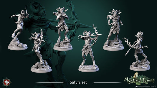 Satyrs | TABLETOP SCALE | TTRPG Miniature | White Werewolf Tavern | Unpainted, Unplated Resin 8k