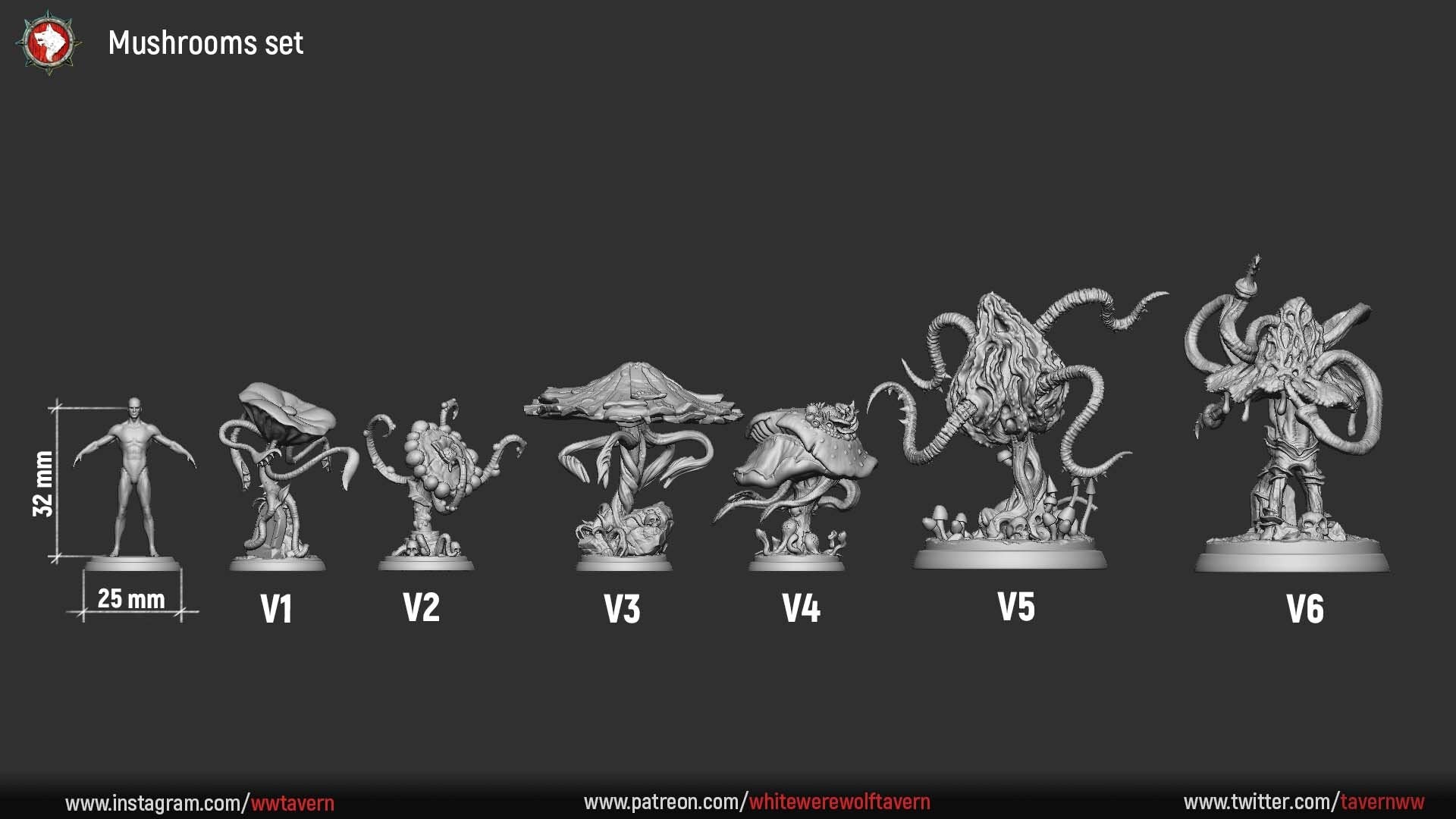 Mushrooms | TABLETOP SCALE | TTRPG Miniature | White Werewolf Tavern