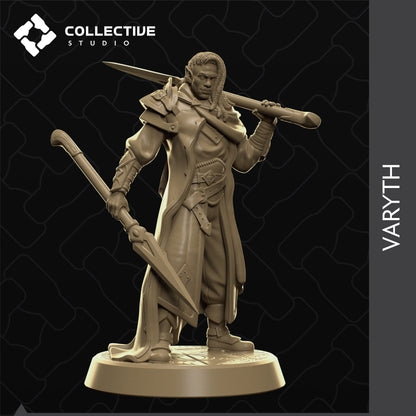 Varyth, Drow Elf Fighter Ranger Warrior | D&D Tabletop Gaming Mini or Display Figure | Collective Studio