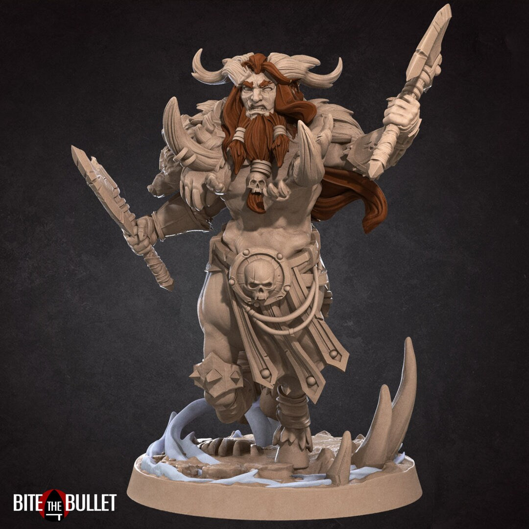 Centaur Barbarian | TABLETOP SCALE | D&D TTRPG Miniature | Bite the Bullet | Unpainted, Unplated Resin 8k