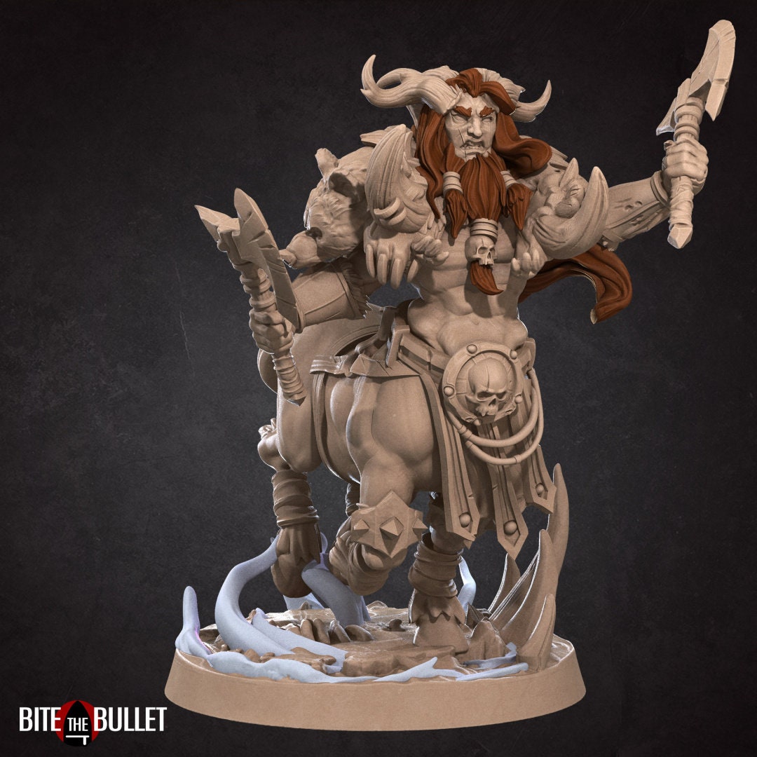 Centaur Barbarian | TABLETOP SCALE | D&D TTRPG Miniature | Bite the Bullet | Unpainted, Unplated Resin 8k