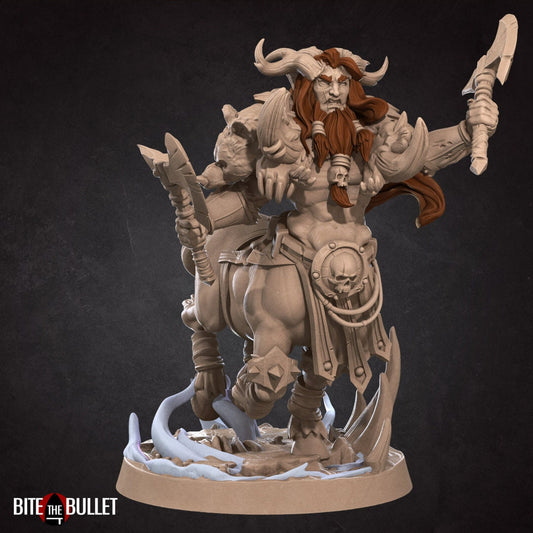 Centaur Barbarian | TABLETOP SCALE | D&D TTRPG Miniature | Bite the Bullet | Unpainted, Unplated Resin 8k