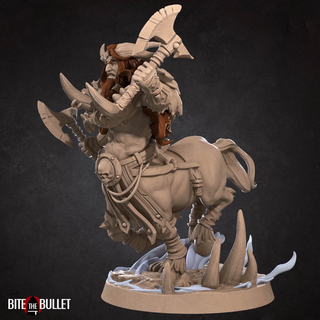 Centaur Barbarian | TABLETOP SCALE | D&D TTRPG Miniature | Bite the Bullet | Unpainted, Unplated Resin 8k