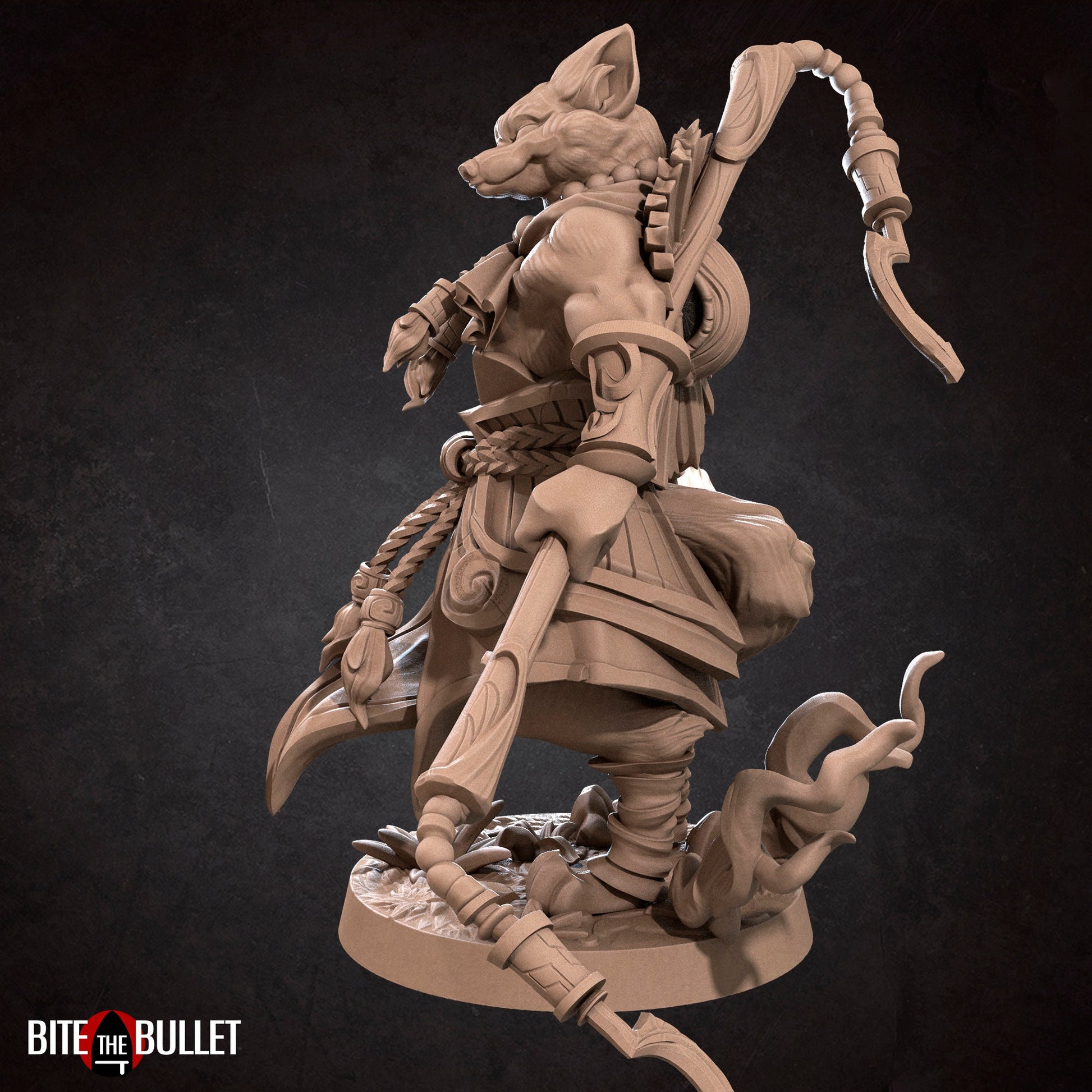 Foxfolk Monk | TABLETOP SCALE | D&D TTRPG Miniature | Bite the Bullet | Unpainted, Unplated Resin 8k