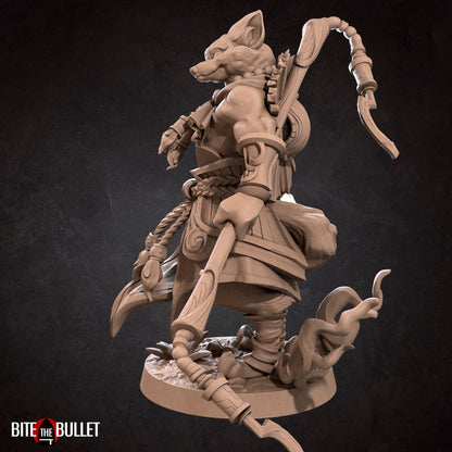 Foxfolk Monk | TABLETOP SCALE | D&D TTRPG Miniature | Bite the Bullet | Unpainted, Unplated Resin 8k