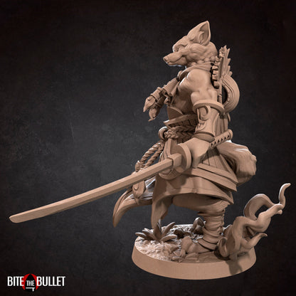 Foxfolk Monk | TABLETOP SCALE | D&D TTRPG Miniature | Bite the Bullet | Unpainted, Unplated Resin 8k