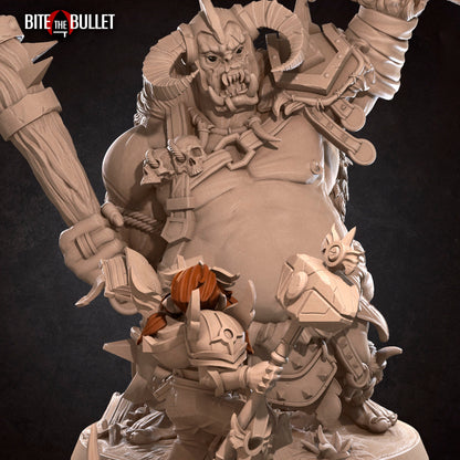 Paladin and Ogre Chieftain | Tabletop Scale | D&D TTRPG Miniature | Bite the Bullet