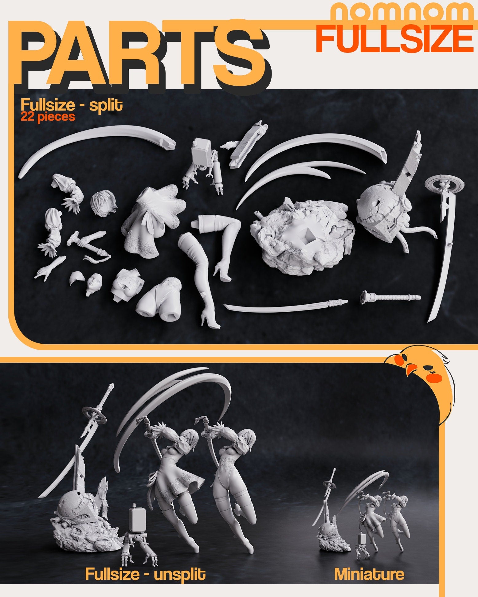 Combat Android | Resin Garage Kit Figure Game Fan Art | Nomnom Figures