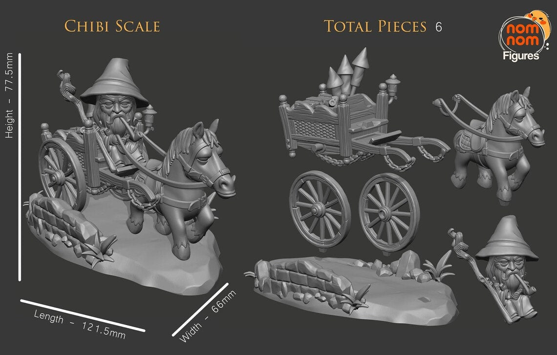 Chibi Gray Wizard | Resin Garage Kit Figure Movie Book Fan Art | Nomnom Figures