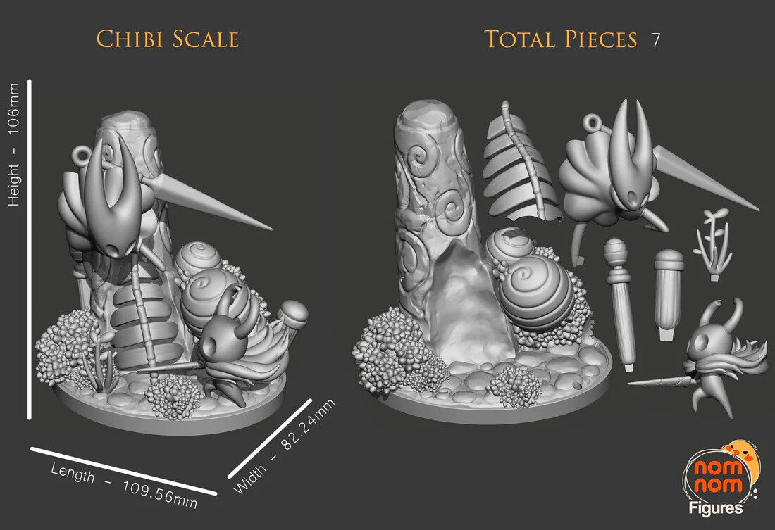 Knight and Hornet | Resin Garage Kit Figure Video Game Fan Art | Nomnom Figures