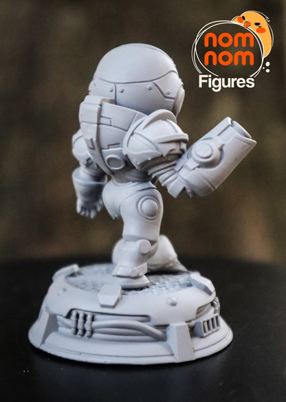 Chibi Space Bounty Hunter | Resin Garage Kit Figure Video Game Fan Art | Nomnom Figures